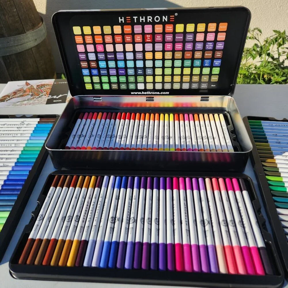NEW 120 Colors Art Supplies Brush Markers Pens for Adult Coloring Books School